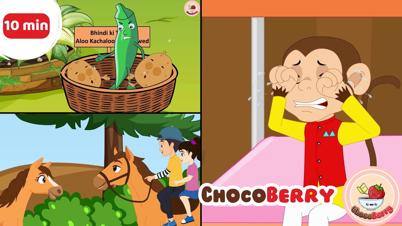 Bandar Mama + Aloo Kachaloo + Lakdi Ki Kathi | Kids Hindi Poem | Nursery Rhymes | ChocoBerry Poems