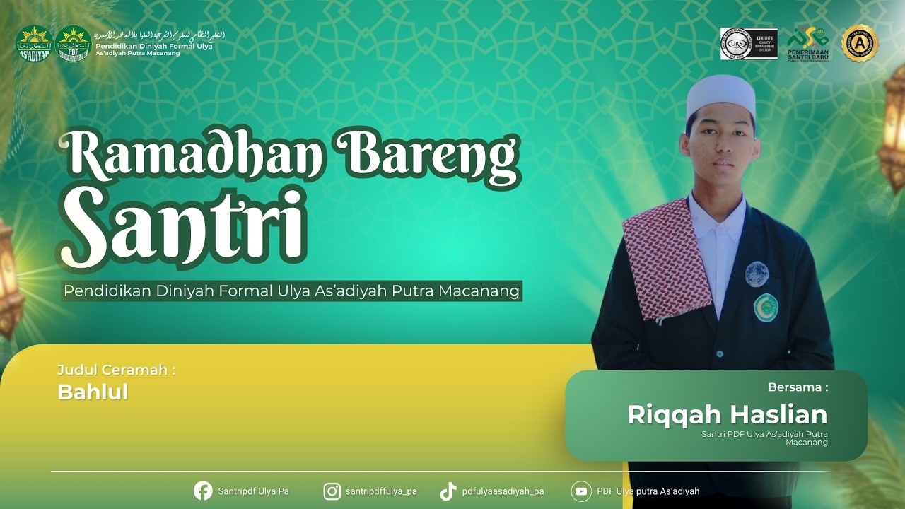 Ramadhan Bareng Santri! #1 : Bahlul. PDF Ulya As'adiyah Putra Macanang