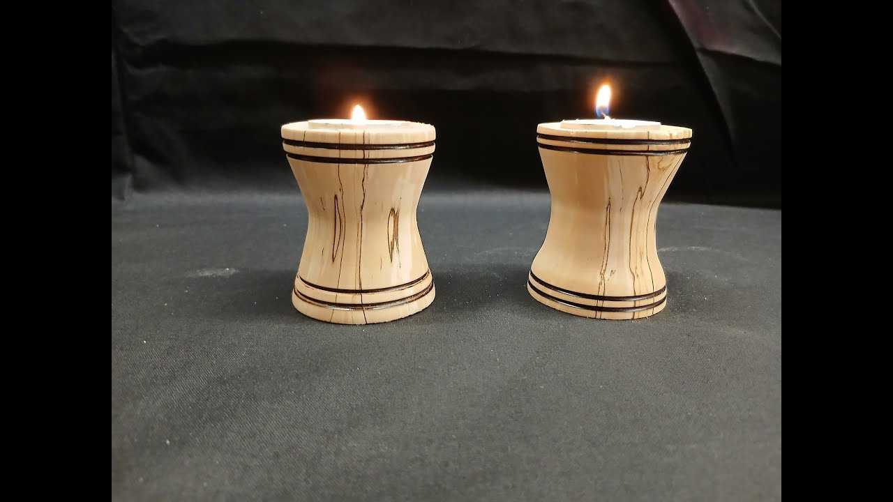 Woodturning. Spalted Birch Tea candle holder