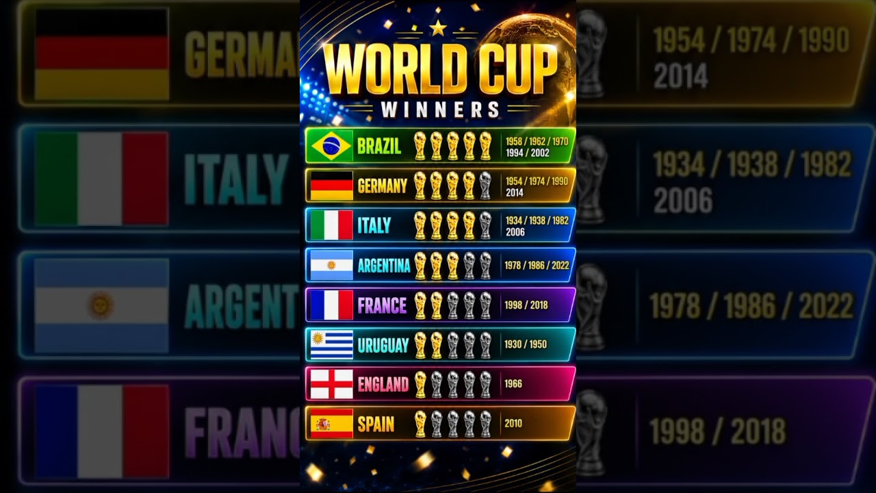 🏆 FIFA World Cup Winners (1930&ndash;2022) 🌍 | Who Won the Most? 🤯