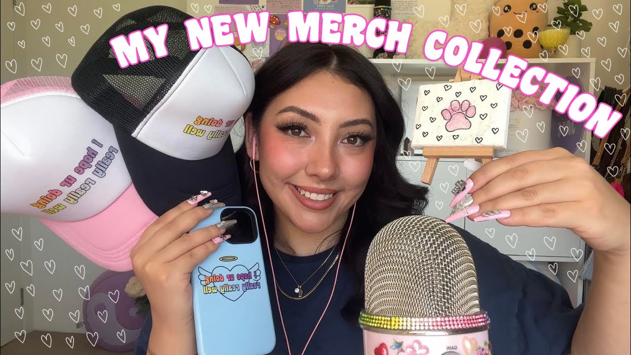 ASMR SHOWING YOU MY NEW MERCH COLLECTION!!!!! *IT’S OUT NOW* 🥹🌈💕🌸💜