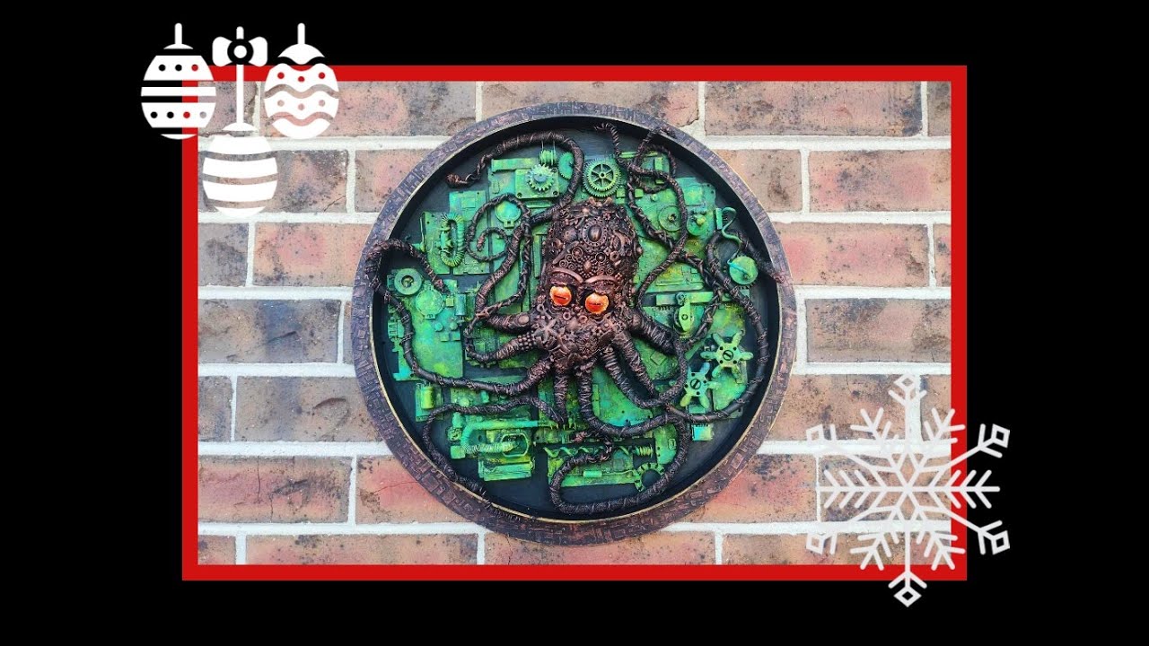Octopus  Assemblage  & Holiday Greeting