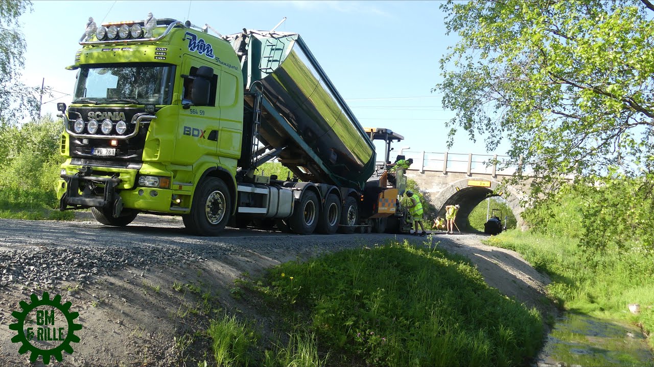 Scania & Volvo Trucks , Dynapac Paver Asphalting a walkway