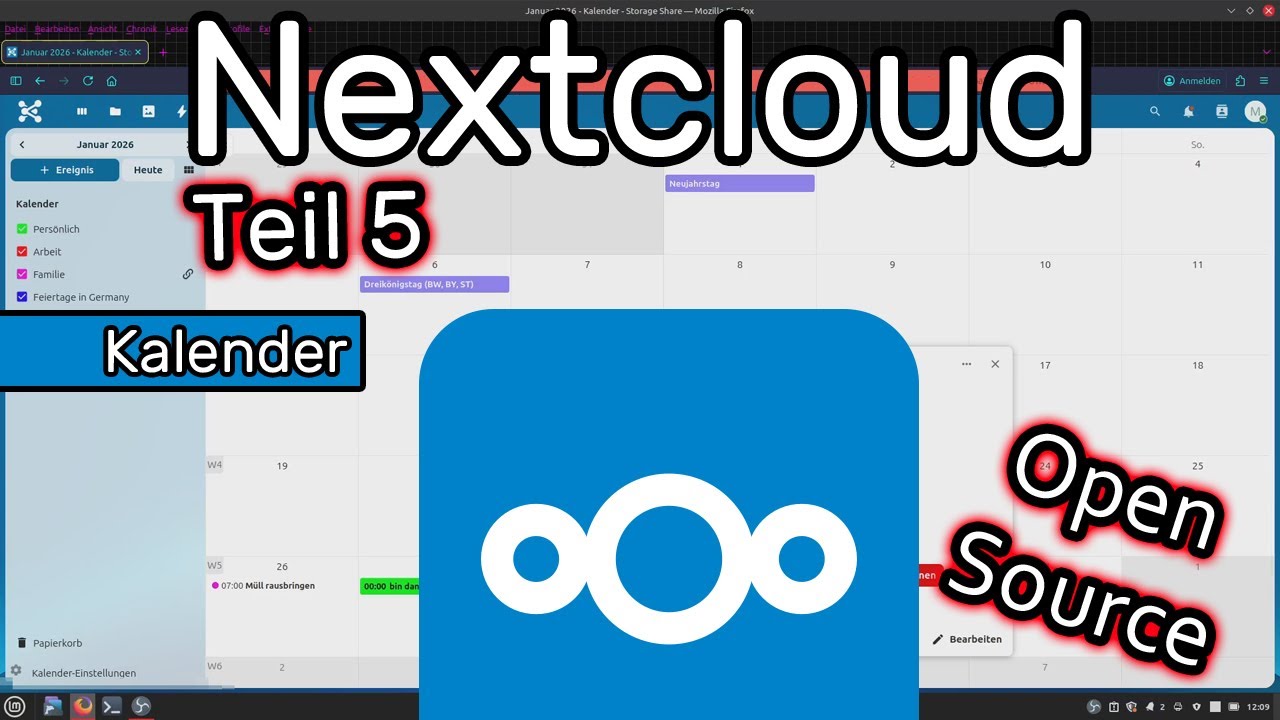 Kalender erstellen, bearbeiten, teilen, wiederkehrende Termine und erinnern lassen - Nextcloud ☁️