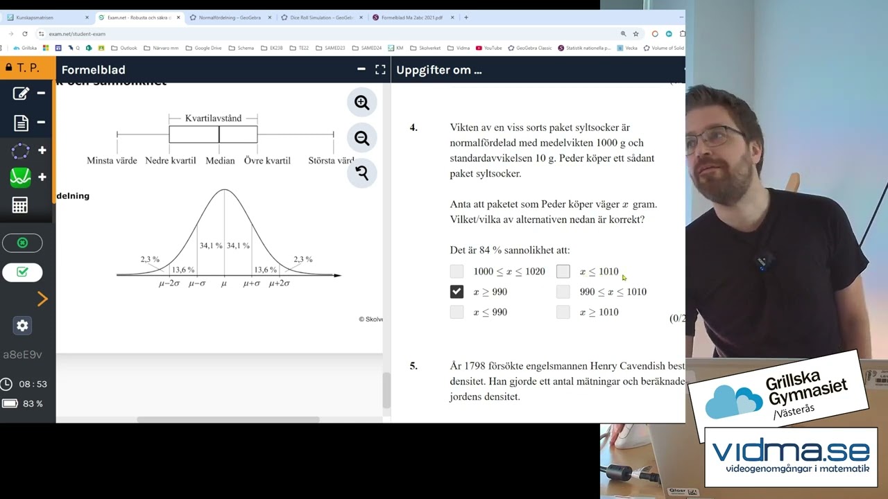 Matematik 2: Normalfördelning och standardavvikelse