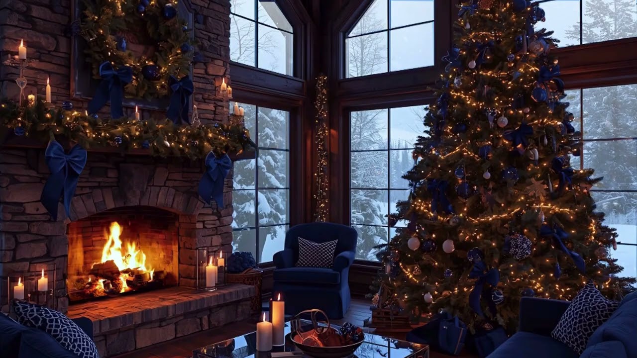 Relaxing Christmas Retreat 🎁 Cozy Fireplace, Candlelight & Gentle Snowfall (No Music)