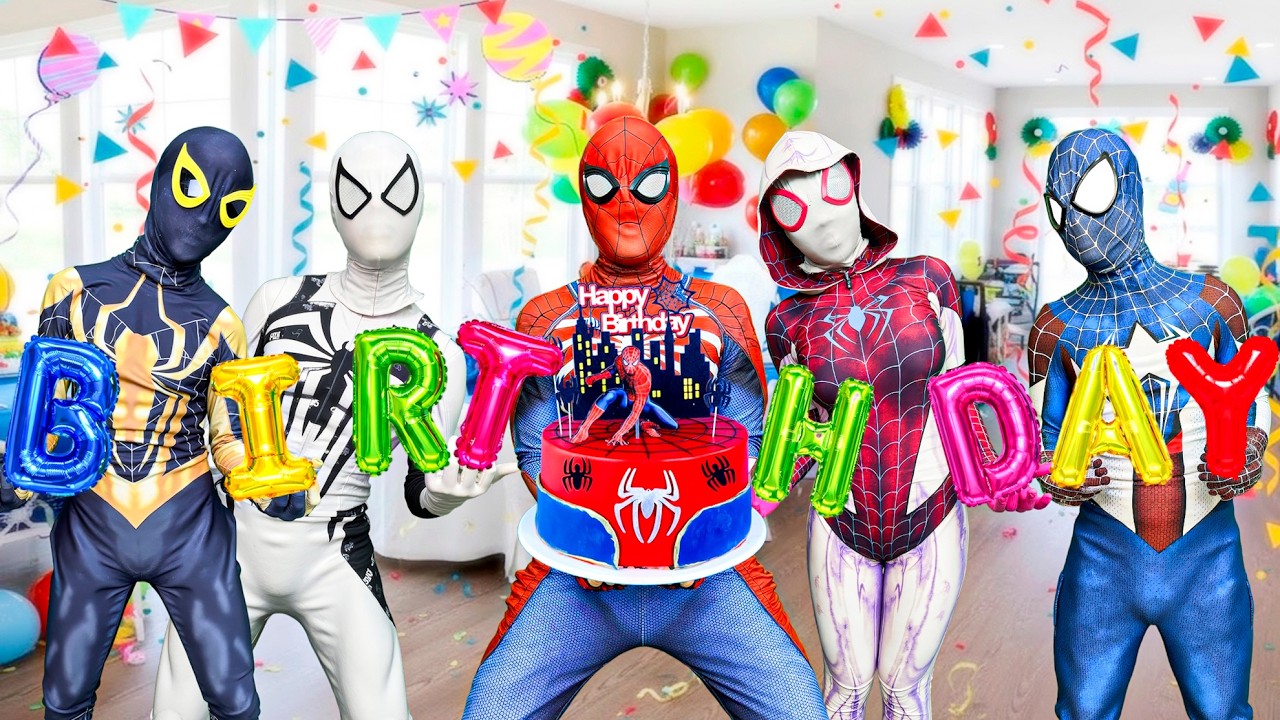 4 SPIDERMAN Bros Plan a SECRET Birthday SURPRISE for Red Spider!
