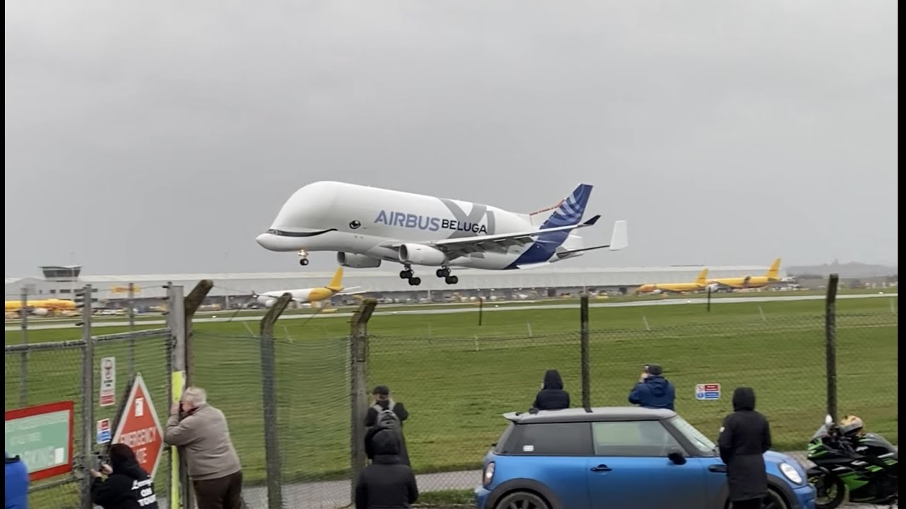 (VERY RARE) Beluga Lands At East Midlands Airport