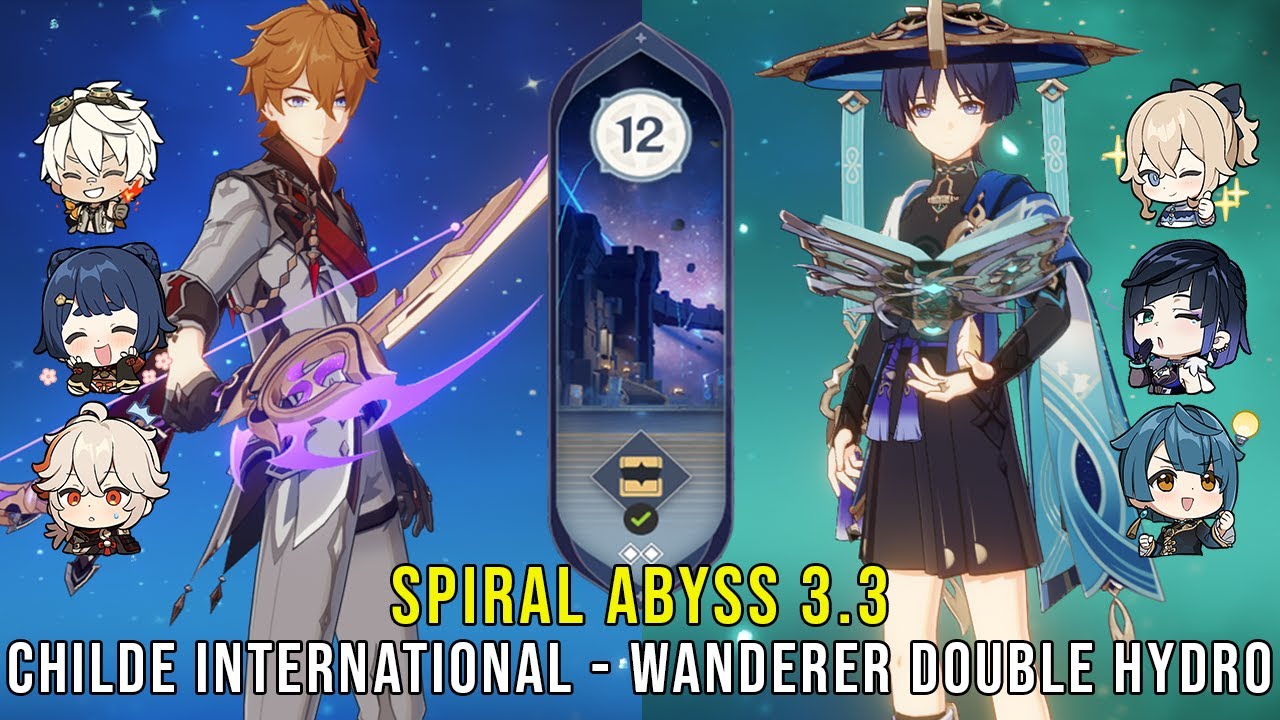 C0 Childe International and C1 Wanderer Double Hydro - Genshin Impact Abyss 3.3 - Floor 12 9 Stars