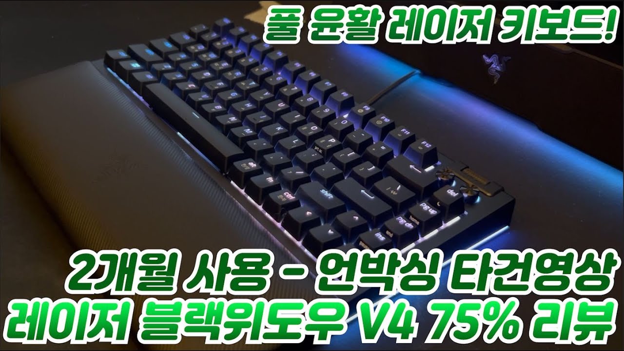 레이저 블랙위도우 V4 75% 2개월 사용 리뷰 - 언박싱, 타건음 풀 윤활된 레이저 커스텀 키보드