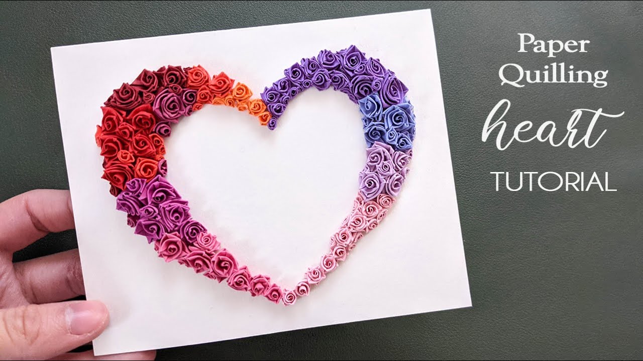 How to Make Valentine's Day Paper Heart Card | DIY Easy Quilling Roses