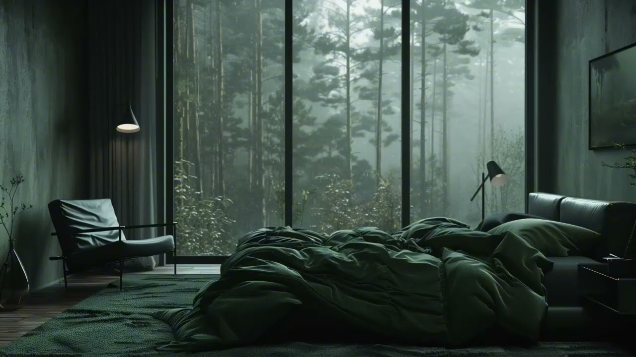 Losing Track of Time in a Dark Room with Rainfall and Piano Sounds