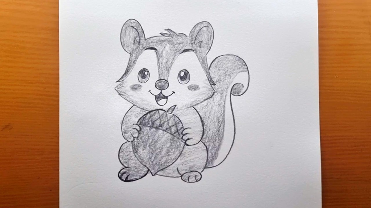 Como desenhar facilmente um esquilo fofo em carvão, passo a passo