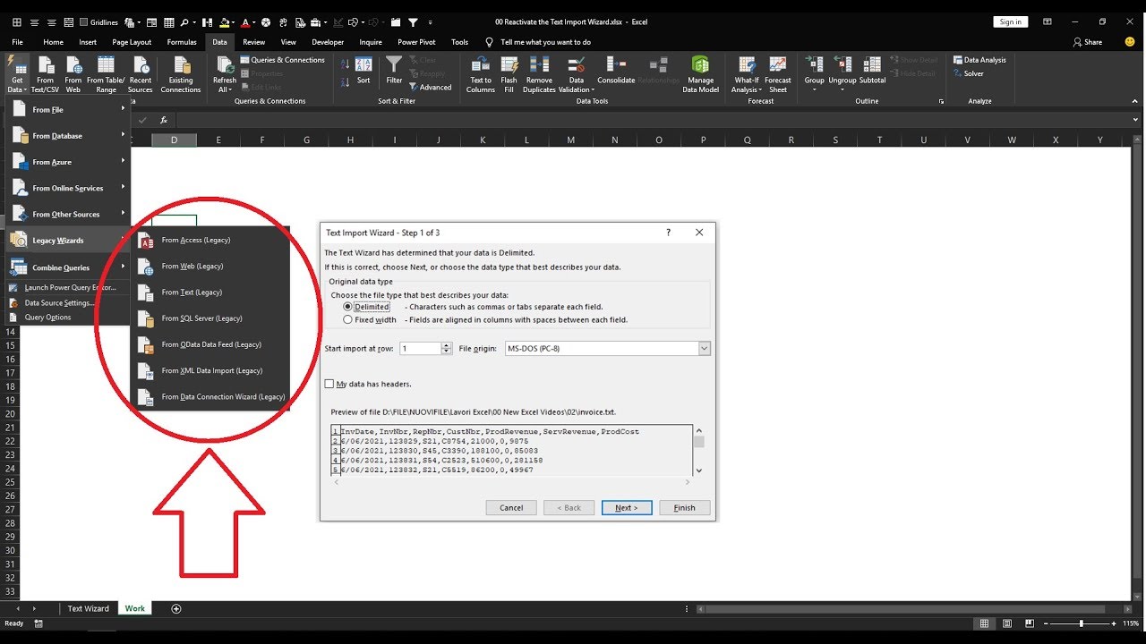 Excel 2019 V1 Reactivate the Text Import Wizard