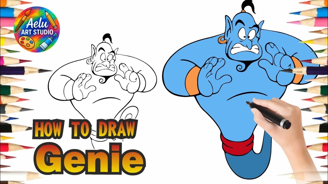 How To Draw a Genie 🧞‍♂️ | Easy Cartoon Drawing Step by Step