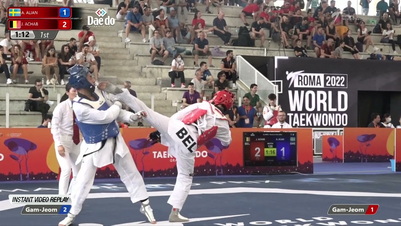 120 M-68kg R-16 ALIAN Ali SWE 🔵 vs 🔴 ACHAB Jaouad BEL I Rome 2022 World Taekwondo GP