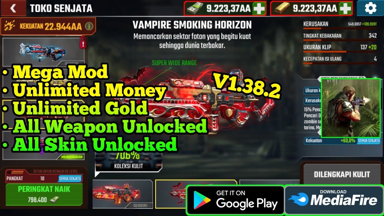 Zombie Fire 3d Mod Apk Terbaru 2025 Всё оружие разблокировано, неограниченные деньги