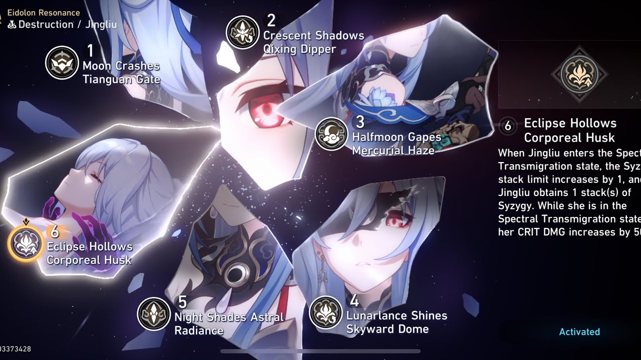Honkai Star Rail: Jingliu E6 R5  - MOC 10 / 0 turn first half / full stars showcase
