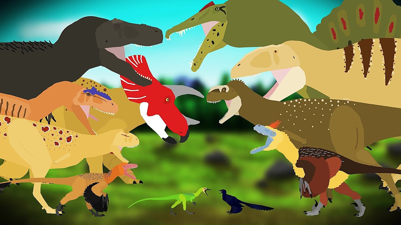 DINOSAUR FIGHT ANIMATION 2D, COMPILATION !! Pivot Animator