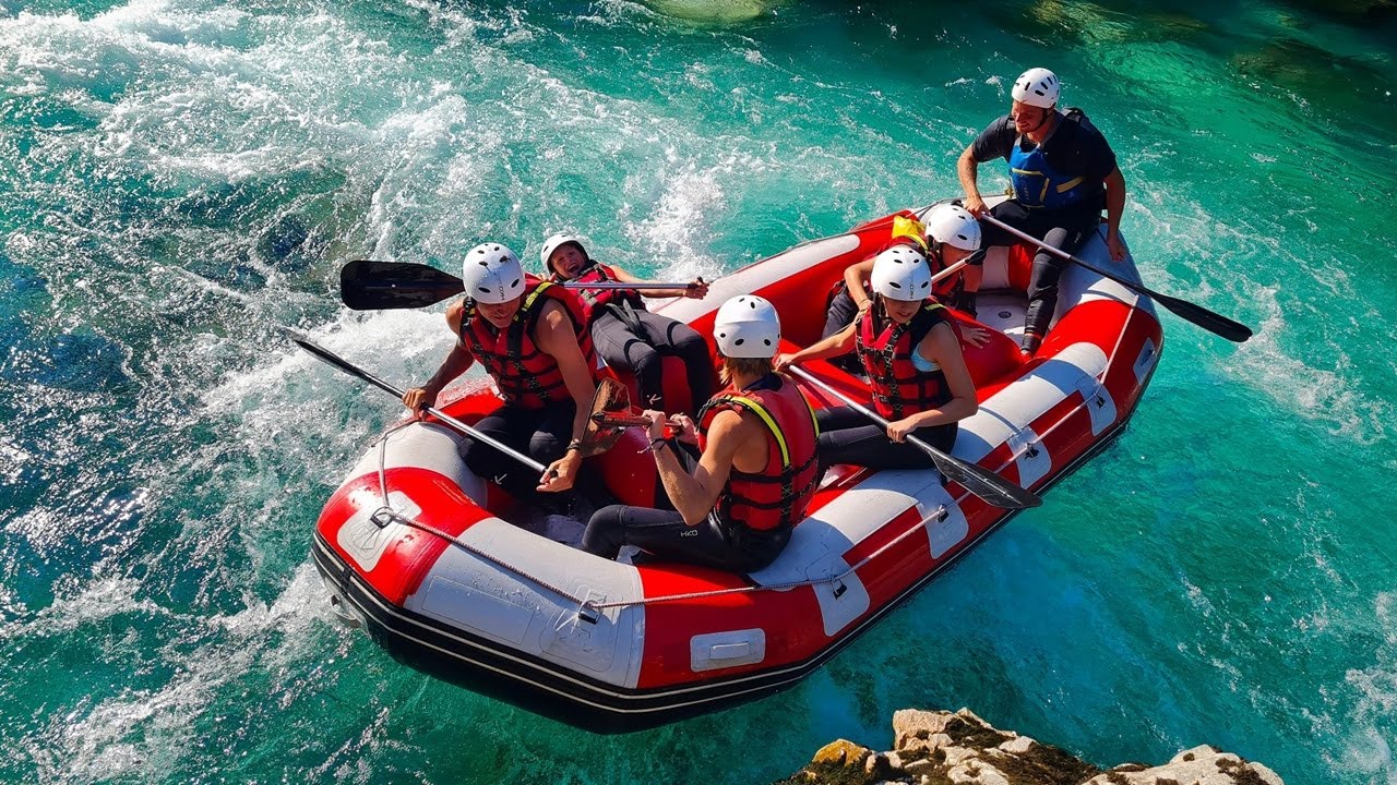 EPIC Rafting na rzece Soča w Bovcu w Słowenii &ndash; krystalicznie czysta, szmaragdowo niebieska woda