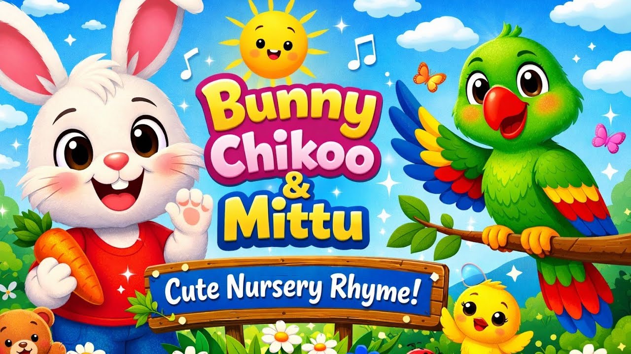 Bunny Chikoo & Mittu 🐰🦜 | Cute Nursery Rhyme for Kids | Fun Rhymes & Songs