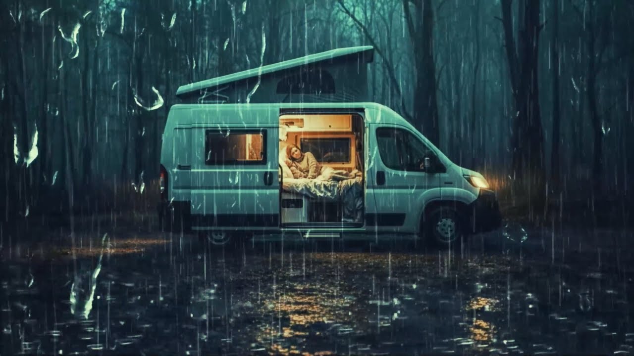 Rain Sound in Forest ⛈️ Heavy Rain on Car for Fall Asleep Quickly | Soothing Rainy Day Vibes