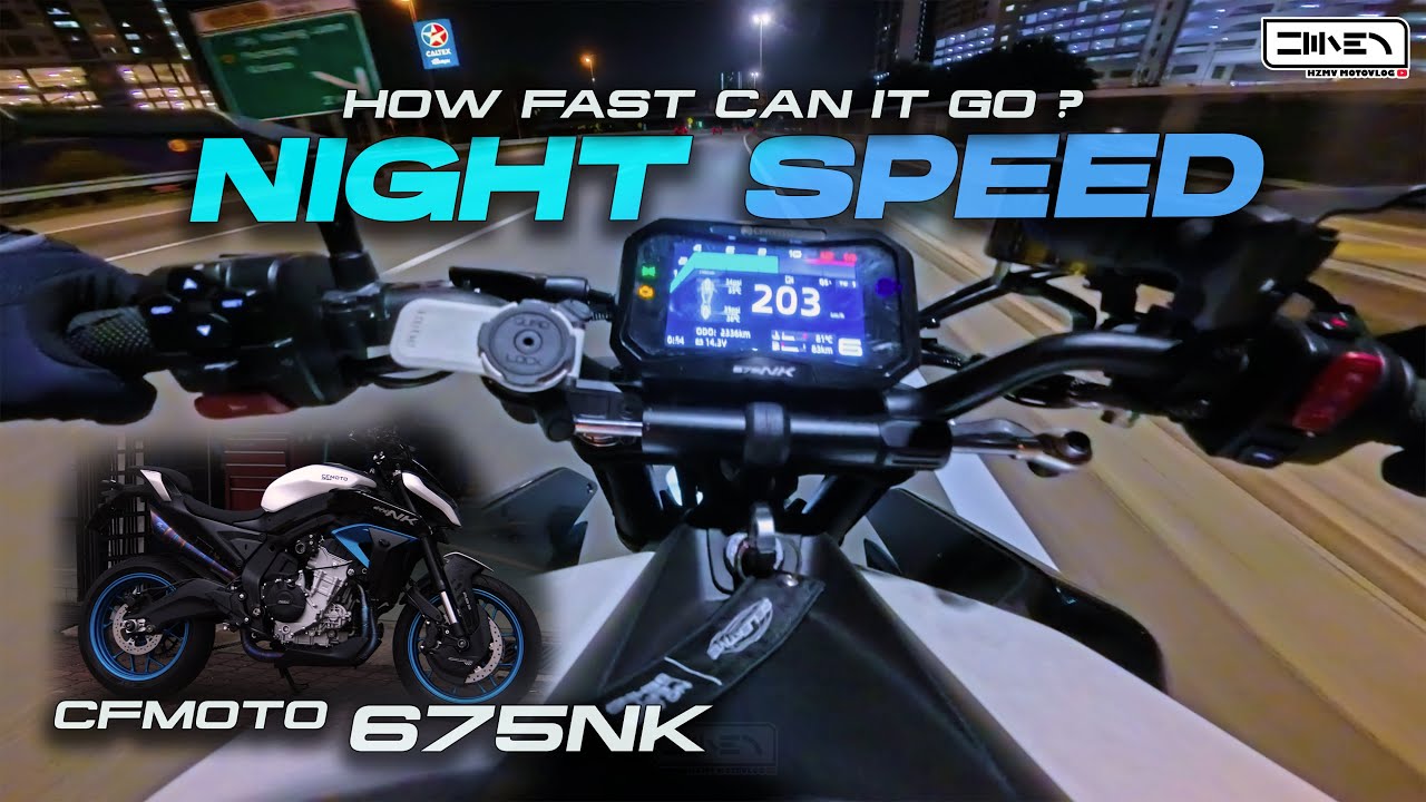 clear night scenery ! CFMOTO 675NK SR BURNOUT TITANIUM FULL SYSTEM EXHAUST PURE SOUND [4K]
