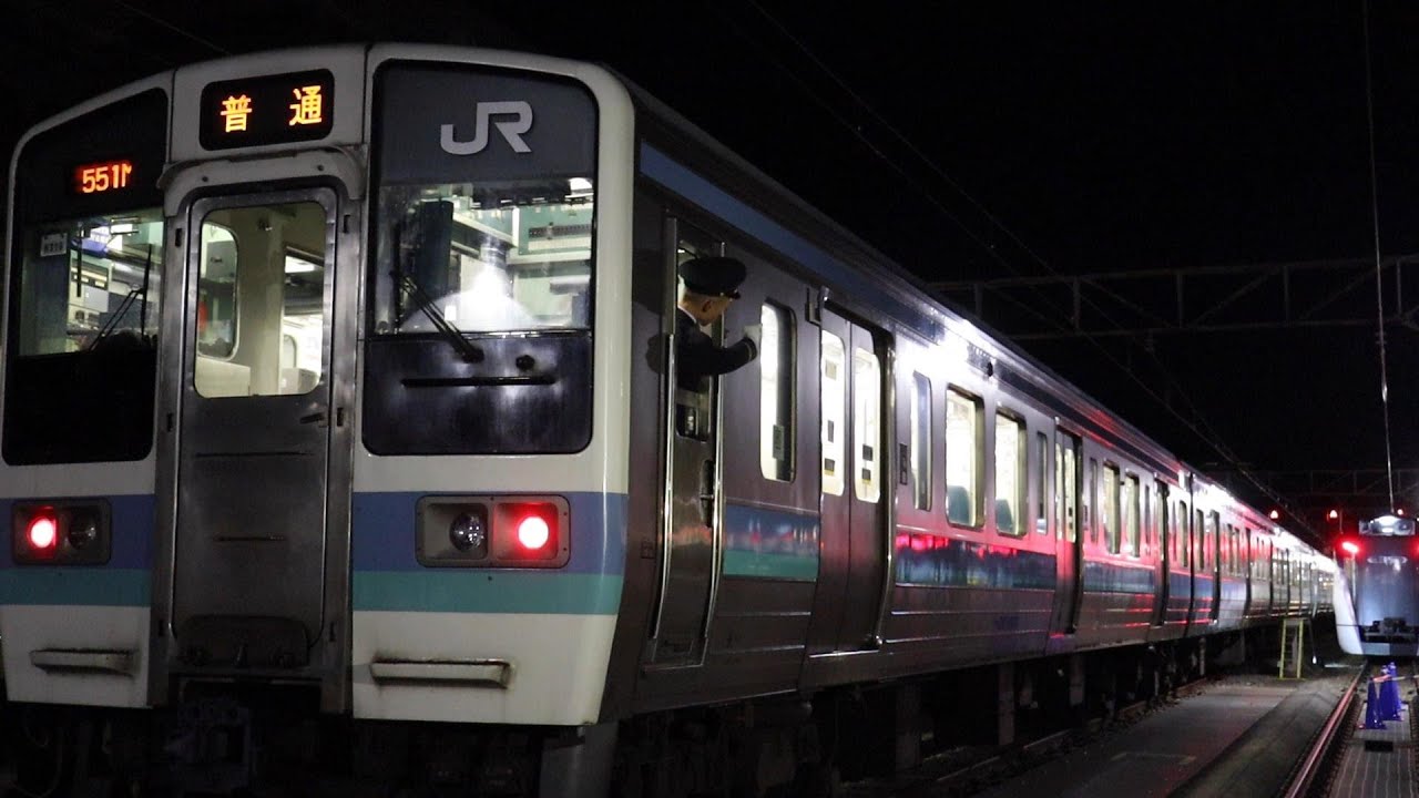 甲府駅電留線夜間撮影会　211系方向幕の幕回し・会場までの列車乗車の様子ほか