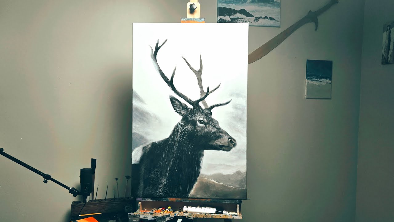 Live | Hyper Realistic Stag Painting Tutorial | A Chris Kempter Live Stream