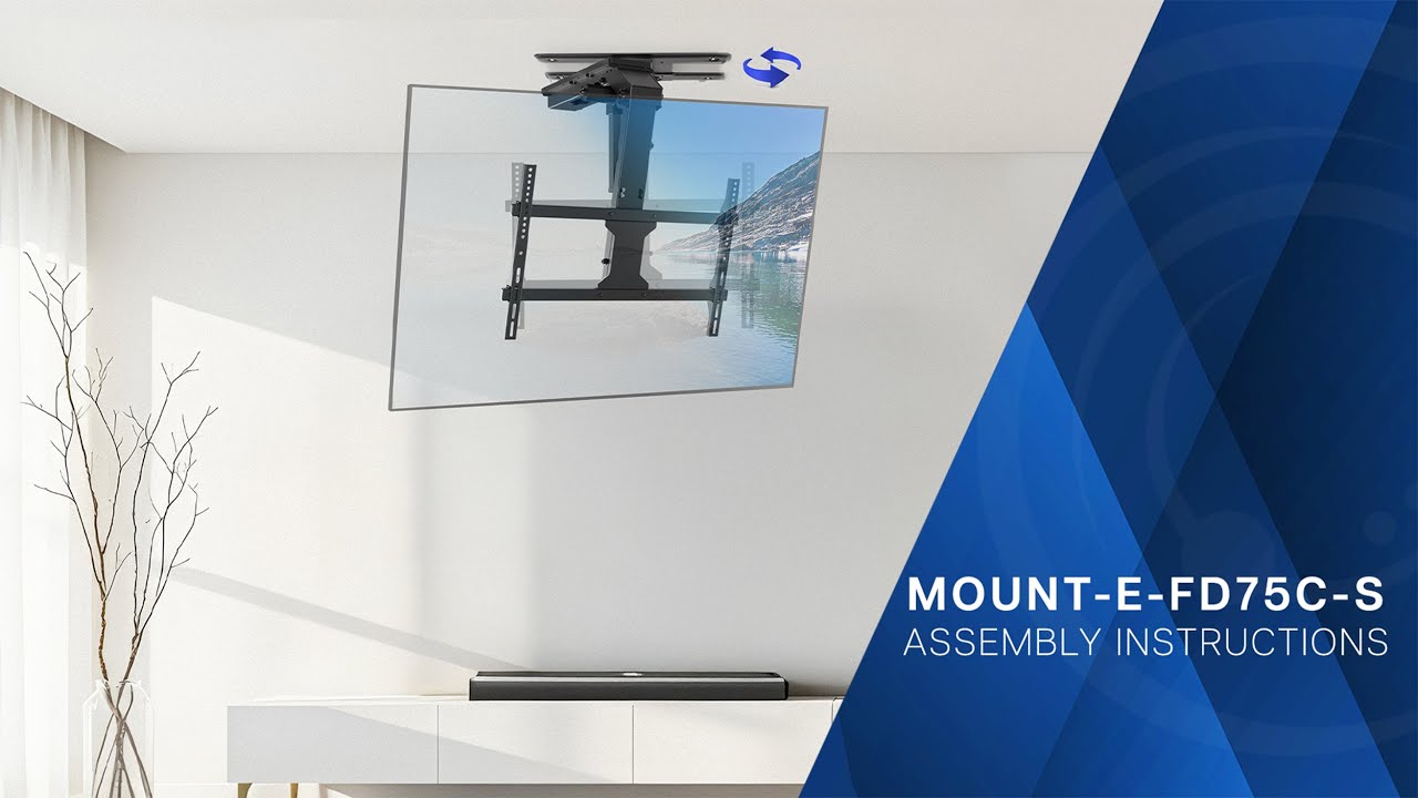MOUNT-E-FD75C-S Black Electric Flip Down / Swivel Ceiling TV Mount Assembly by VIVO