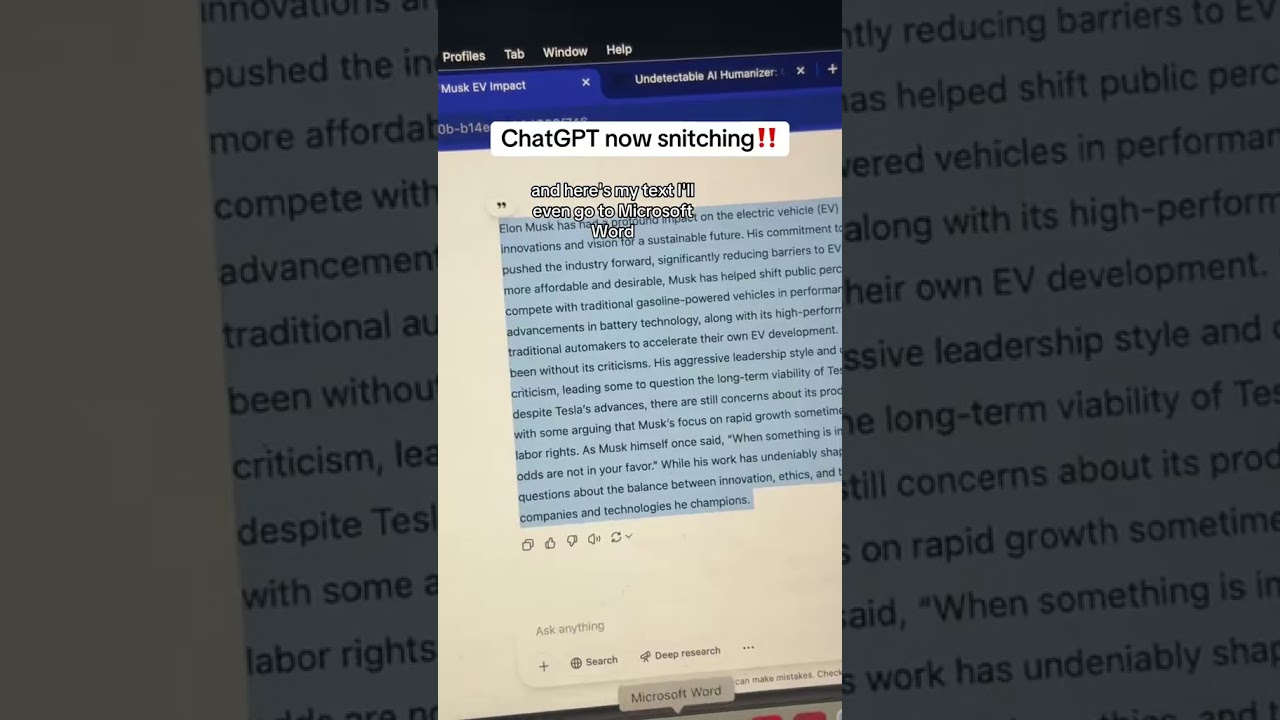 ChatGPT snitching... make sure to humanize AI text!