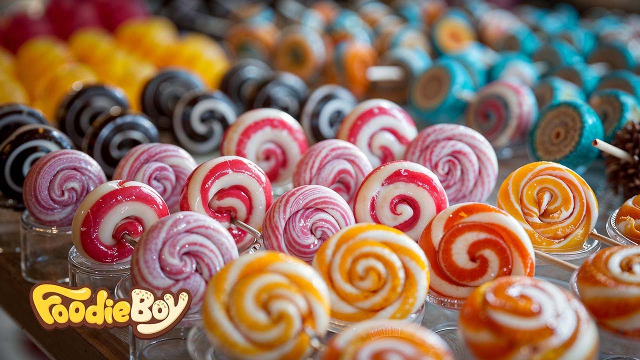 Kolorowa kolekcja deser&oacute;w! Cukierki Lollipop, Tęczowy Krem Castella, Tęczowy Bajgiel
