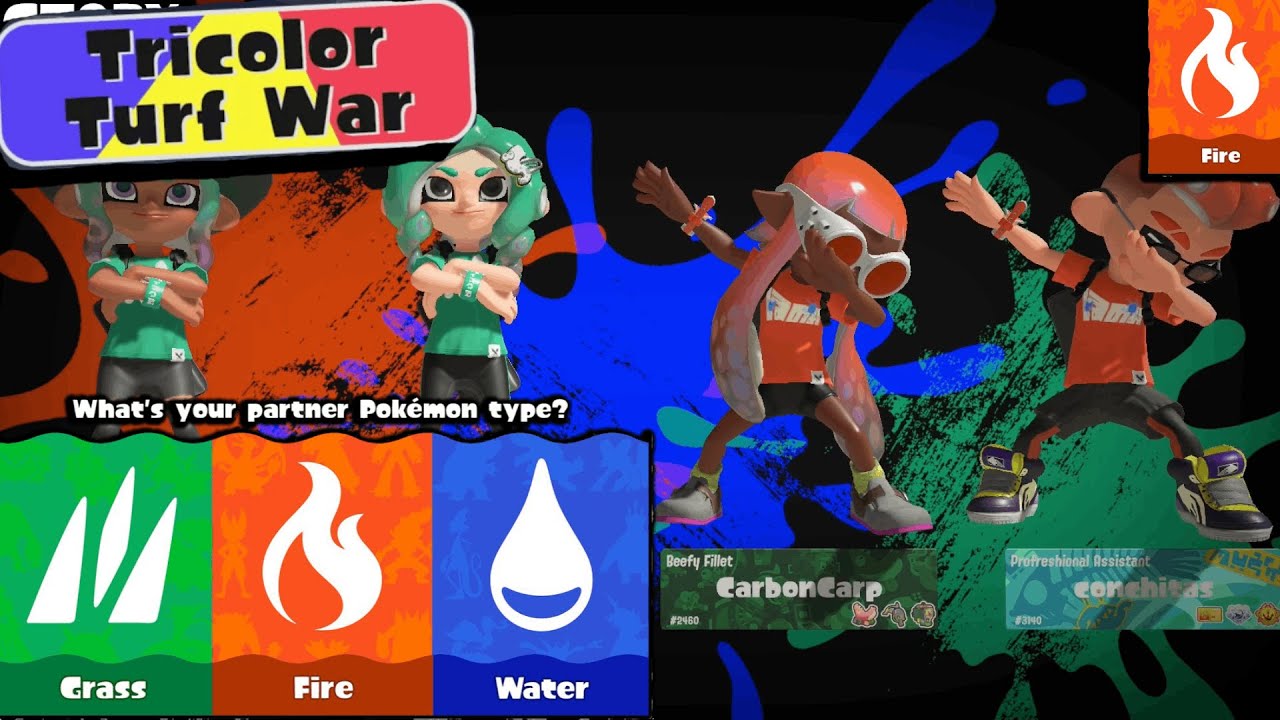 TRICOLOR TURF WAR BATTLES | Grass - Fire - Water | No commentary