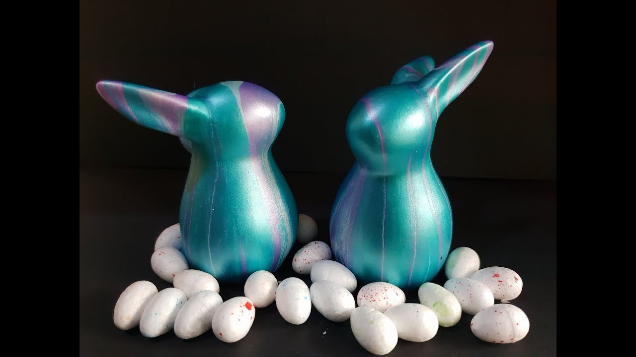 #365 - 3D Bunny acrylic pouring with metallic colours CCCEasterCollaboration2023