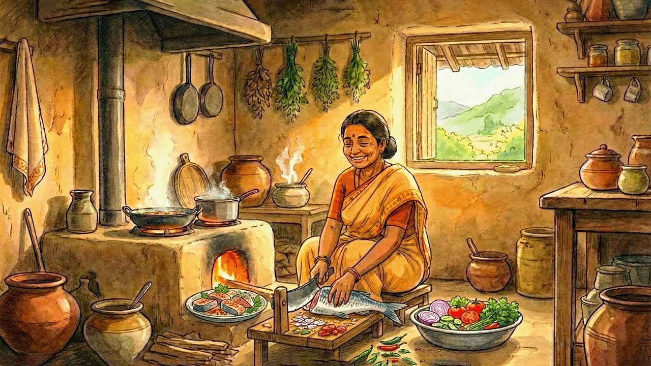 Village Fish Curry Cooking | Amma’s Handmade Food | Indian Rural Life Feel Good Video