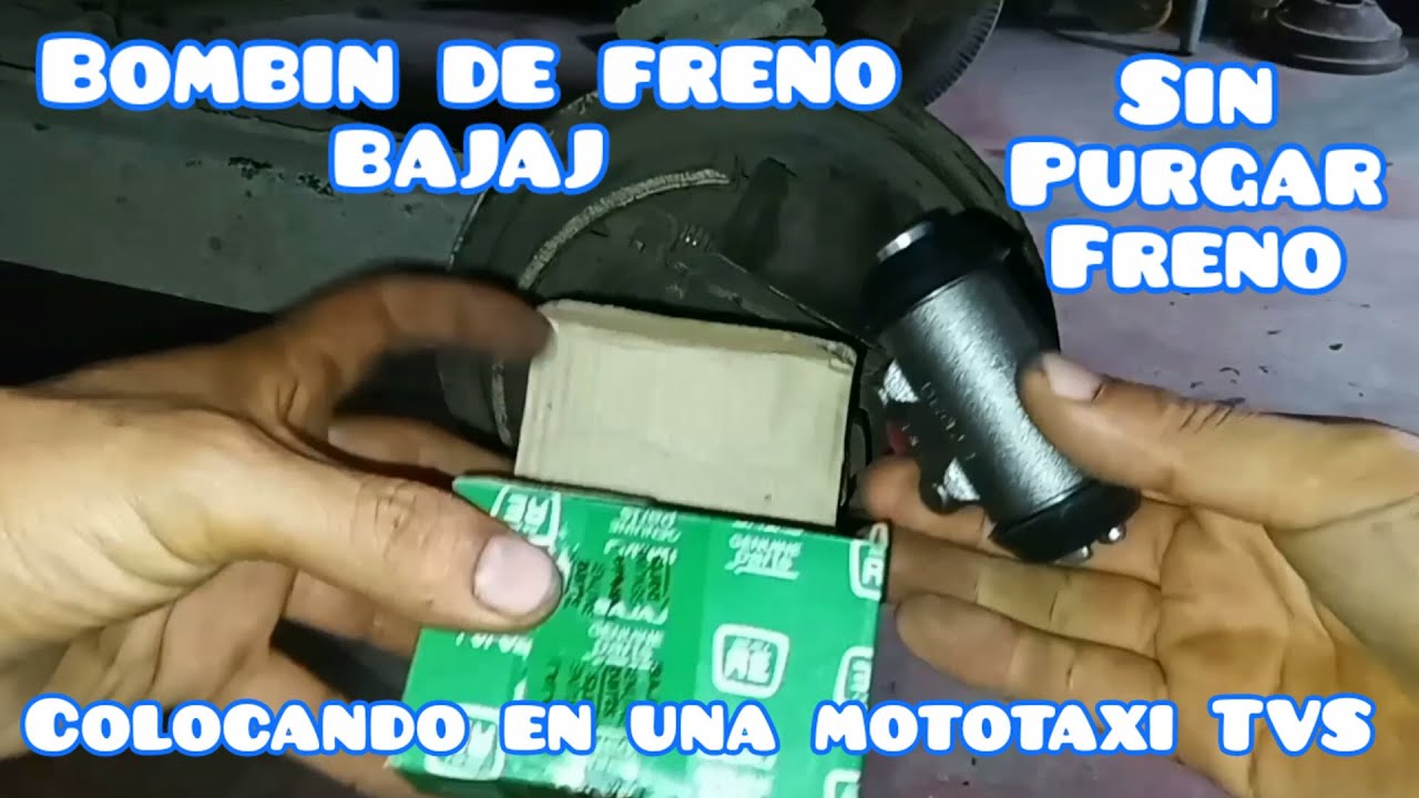 COLOCANDO BOMBIN DE FRENO  BAJAJ NUEVO,  EN UNA MOTOTAXI TVS, SIN PURGAR FRENO