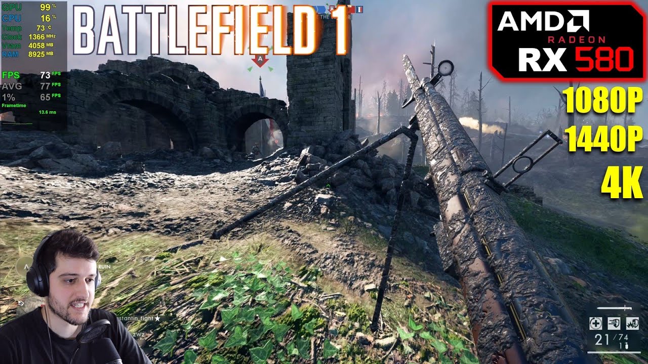 RX 580 | Battlefield 1 — 1080p, 1440p, 4K