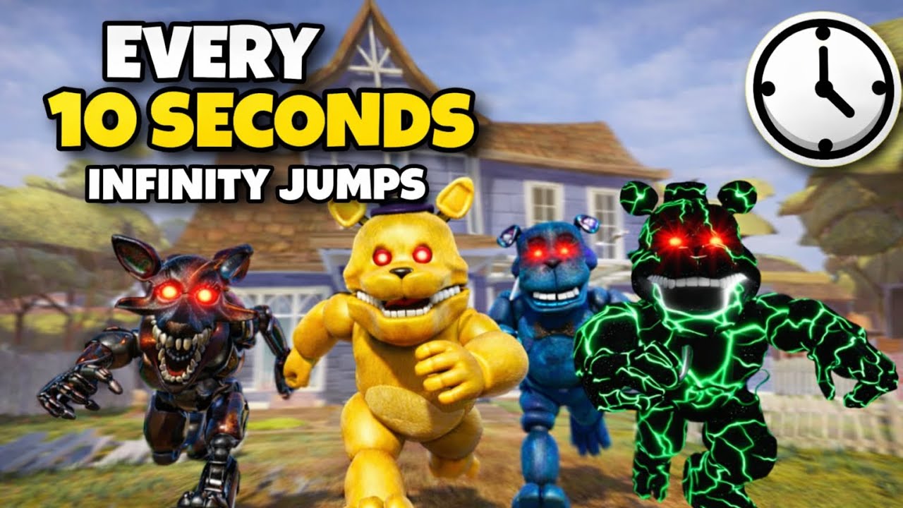 Hello Neighbor: But Every 10 Seconds Random Animatronic Chase Me With Infinity Jumps (Full Game) 