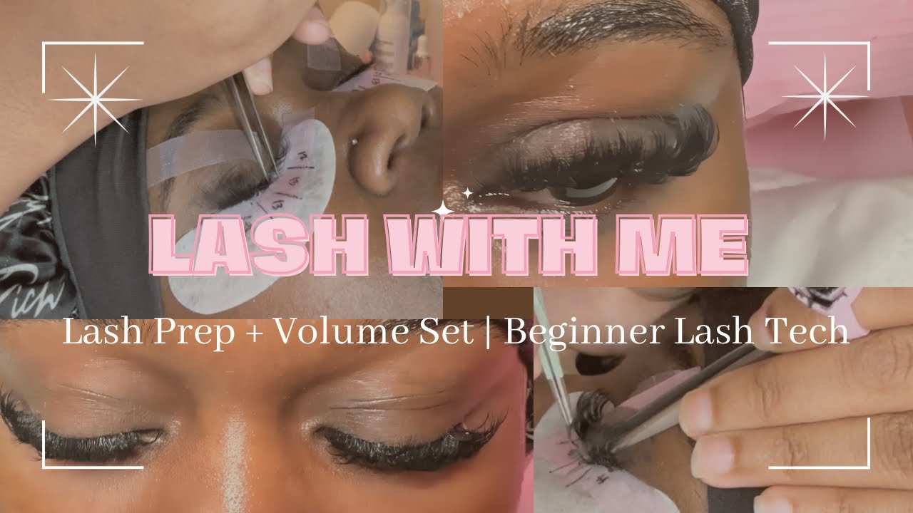 LASH WITH ME ✨| Beginner Lash Tech | FIRST VOLUME SET | Lash Prep + Vlog 💗