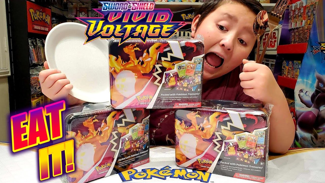 POKEMON LUNCH TIME! EATING THE ALL NEW POKEMON CARD COLLECTORS CHEST LUNCH TIN! WHOSE HUNGRY?