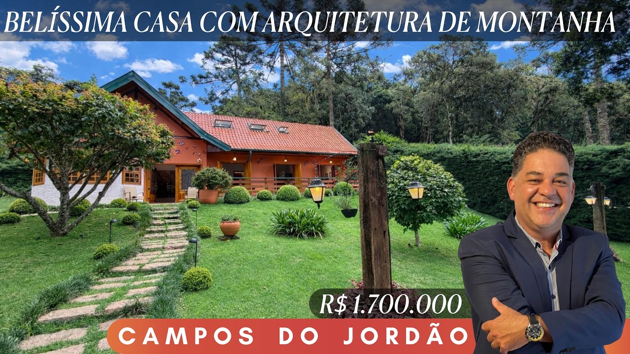 🍁 CASA COM ARQUITETURA DE MONTANHA EM TERRENO ARBORIZADO -  CAMPOS DO JORDÃO - R$ 1.850.000,00