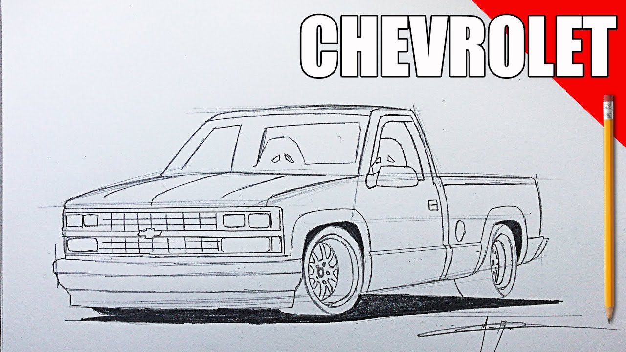 COMO DIBUJAR UNA CAMIONETA CHEVROLET A LAPIZ PASO A PASO