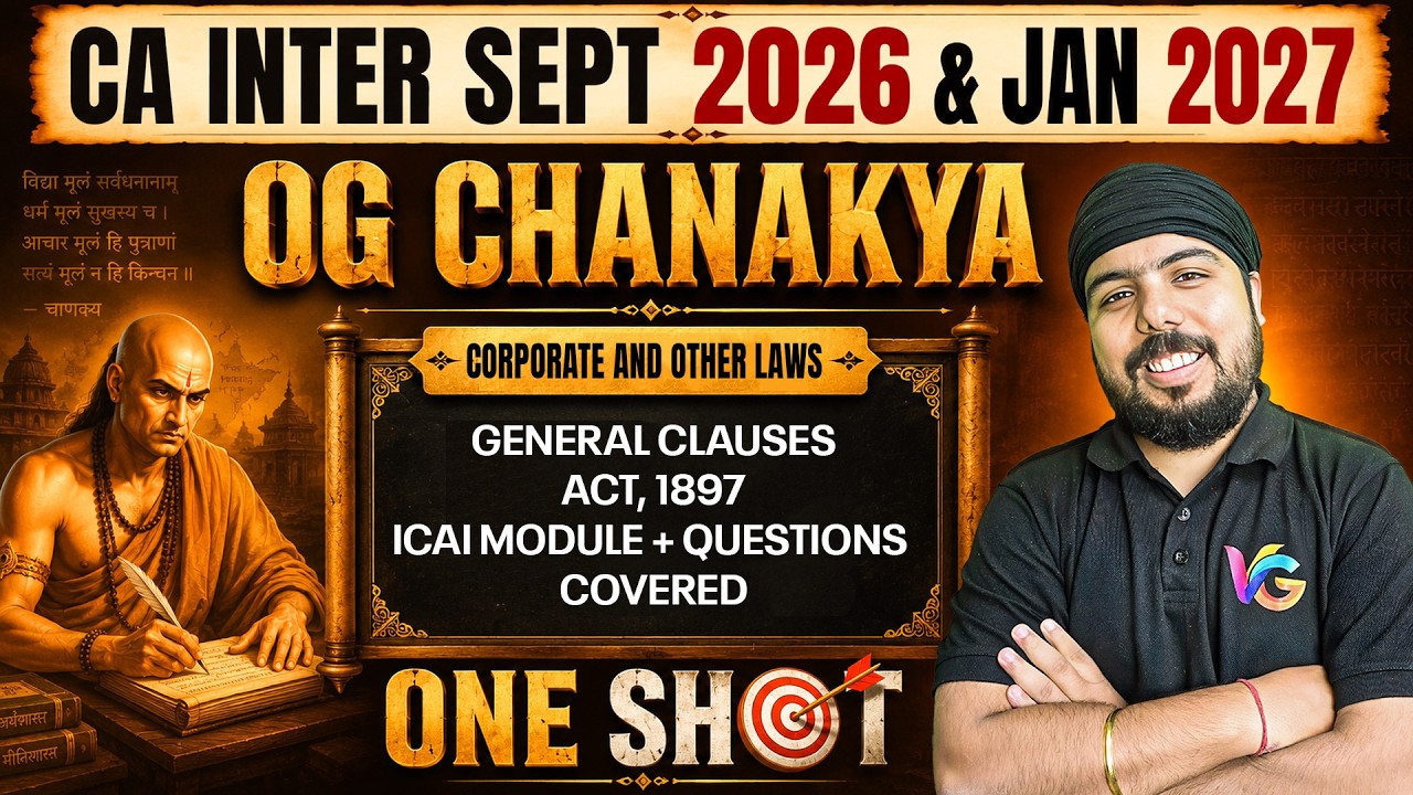 General Clauses Act, 1897 | Corporate and Other Laws One Shot | CA Intermediate Sept 2026 & Jan 2027
