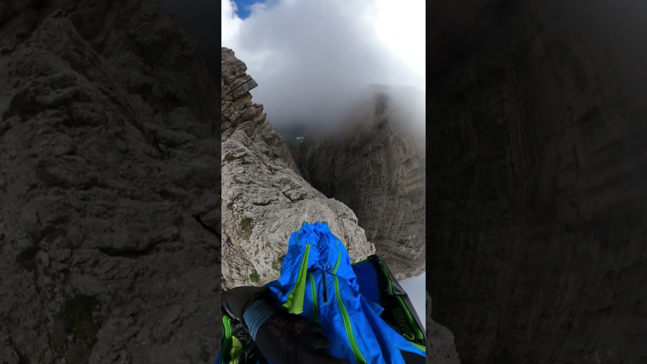 Wingsuit BASE Jump Death Star in the Dolomites