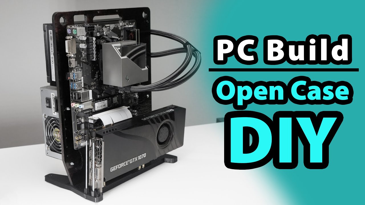 PC build on an open case DIY