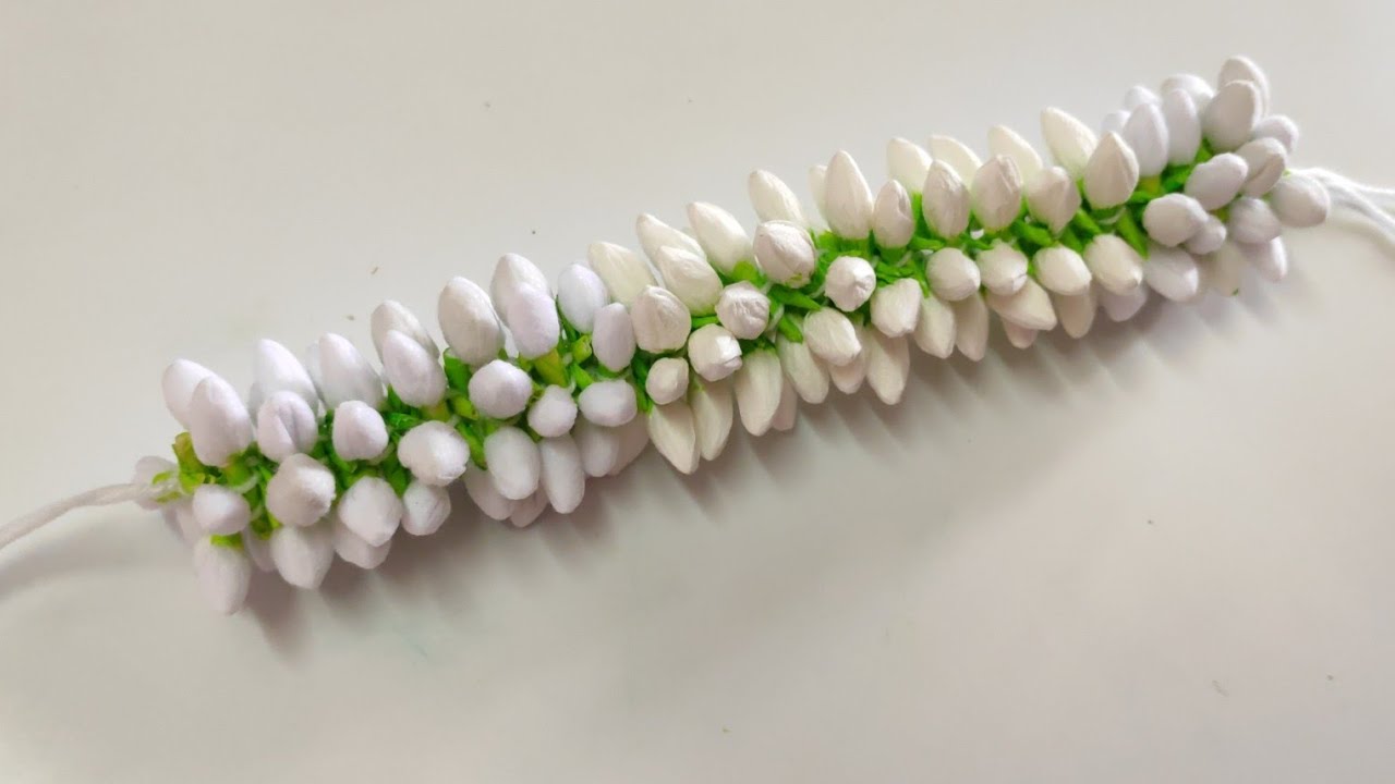 carry bag & tissue paper jasmine buds garland/ how to string artificial jasmine buds