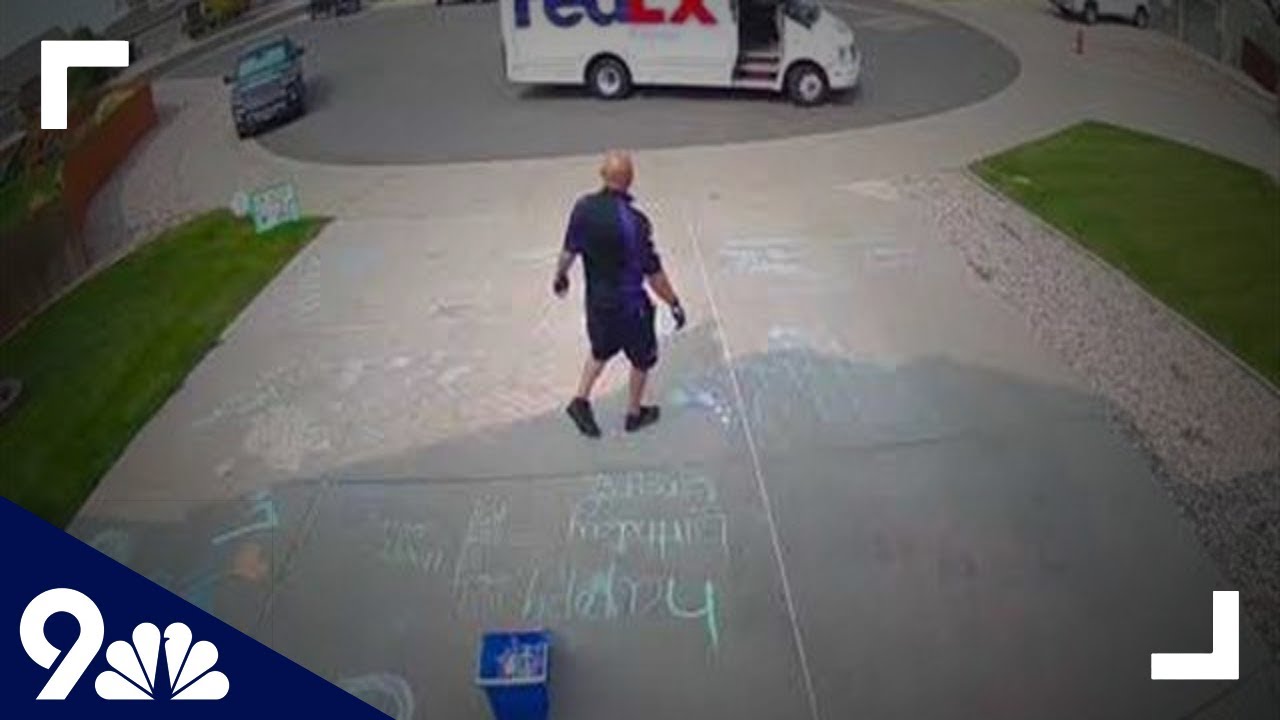 ADORABLE: FedEx driver stops to wish 7-year-old happy birthday in chalk