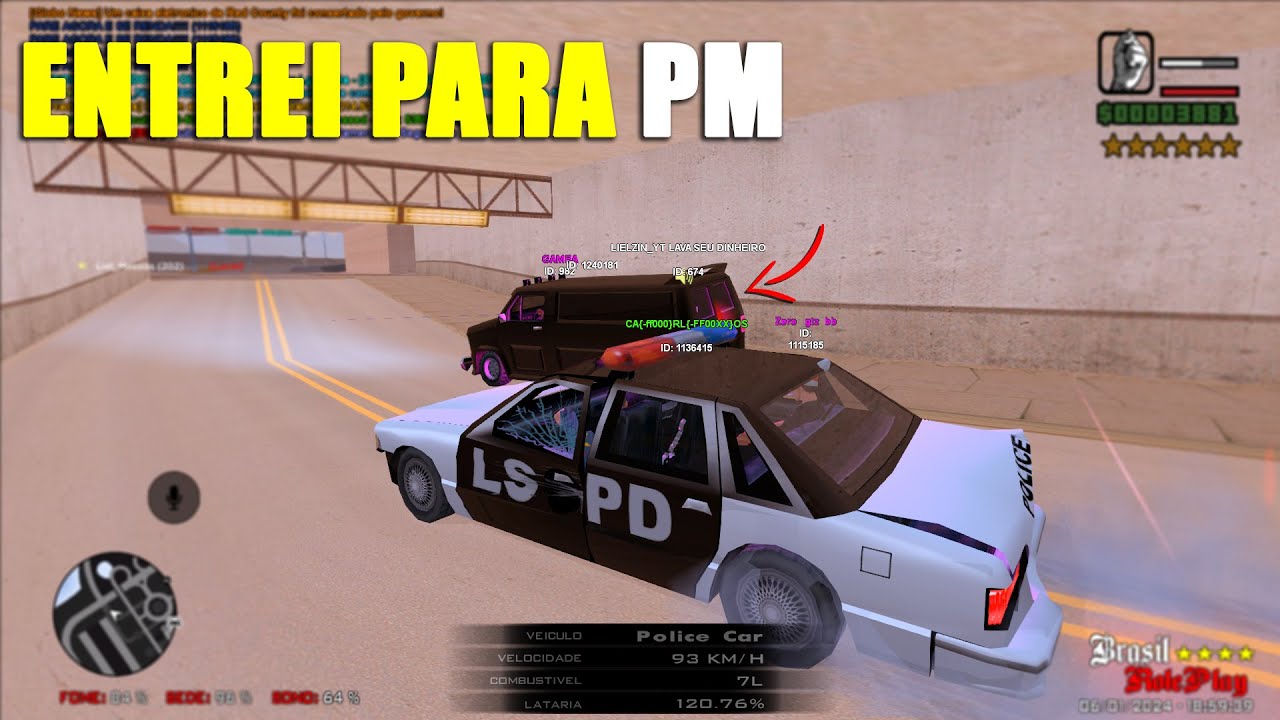 PRIMEIRO DIA SENDO PM NO BRASIL ROLEPLAY - GTA SAMP ANDROID E PC