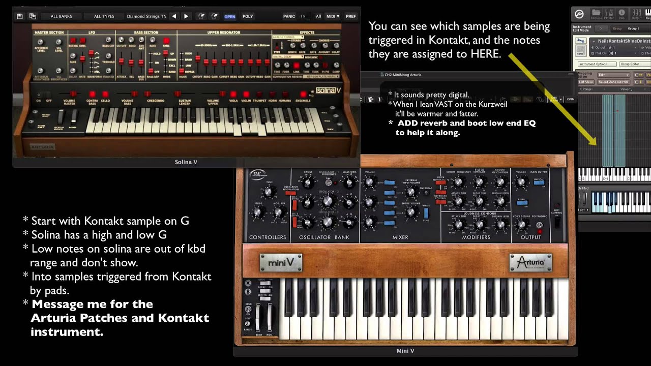 Arturia and Kontakt - Shine on You Crazy Diamond Parts 1 & 2 keyboard parts