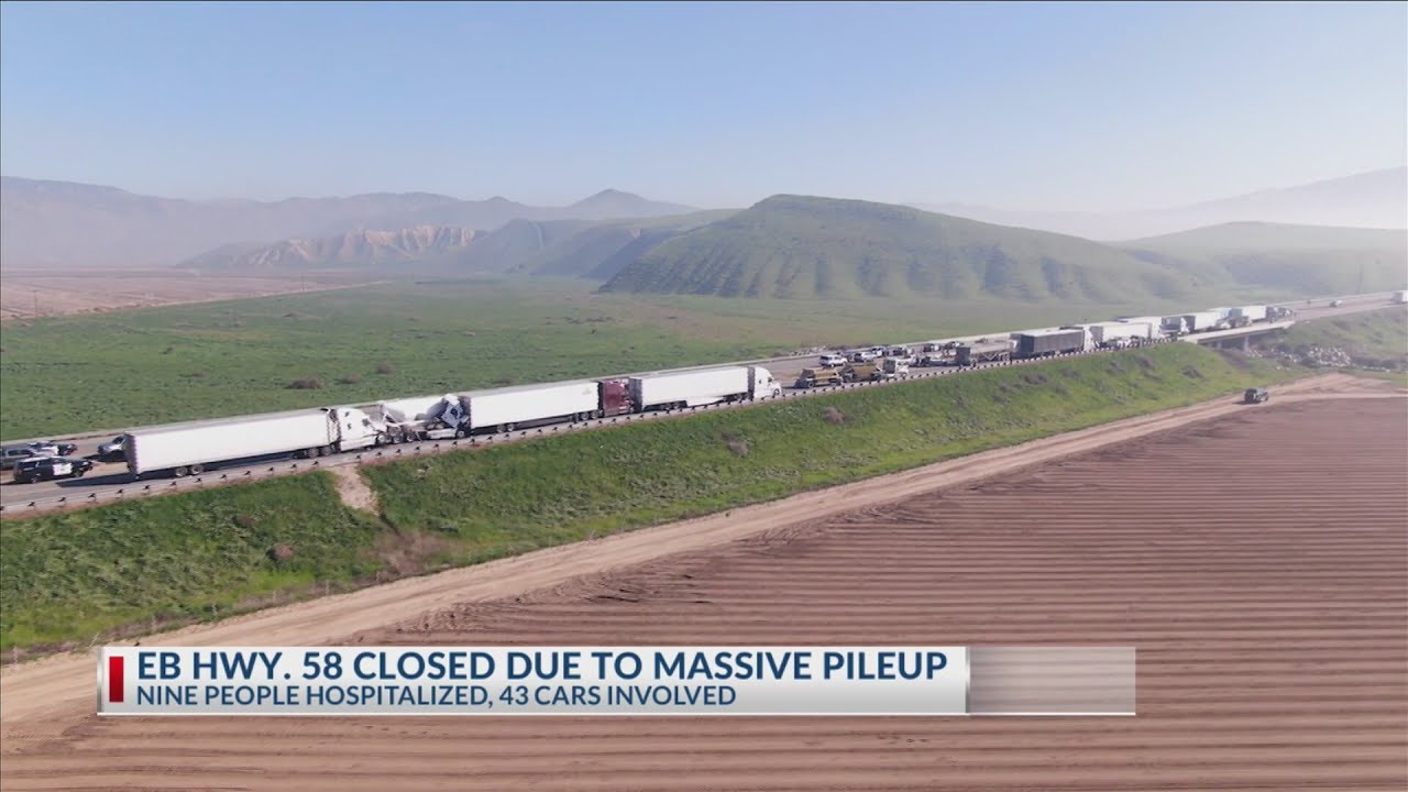 EB Hwy 58 closed due to massive pile up